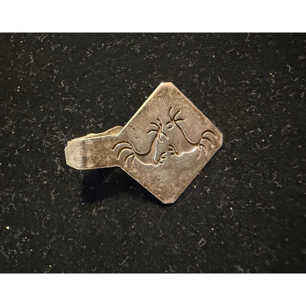 Vintage Taxco Mexico Strling Silver Tie Clip Fighting Cocks
